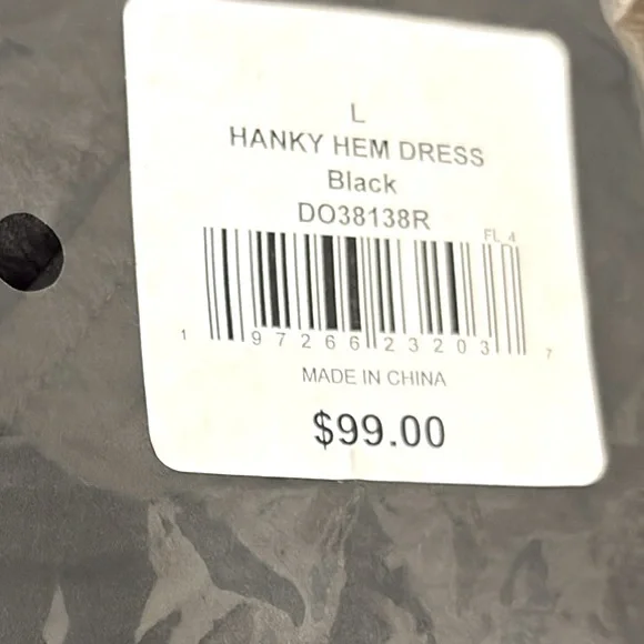 NWT [Steve Madden] Asymmetric Midi Hanky Hem Dress in Black Women’s Sz Large - Picture 6 of 7